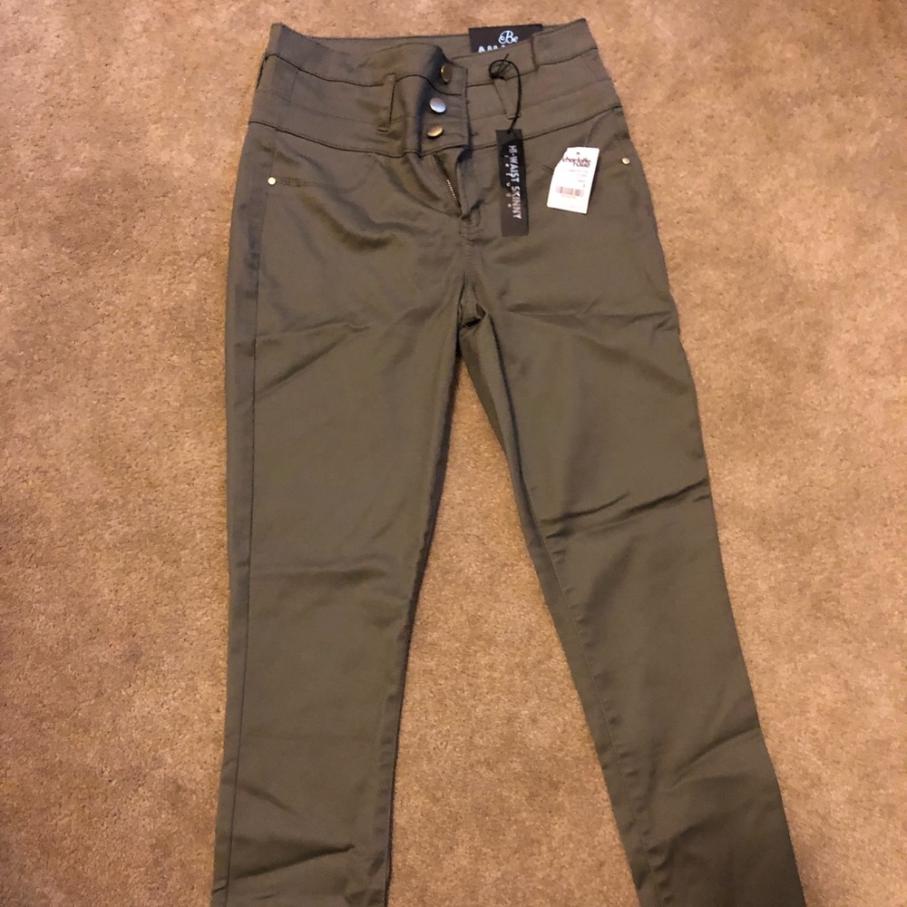 Army Green High Waisted Straight Legged Pants